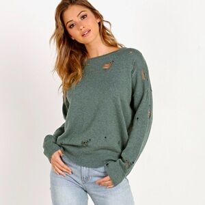 LNA Clothing Carlton Distressed Merino Wool Sweater Astoria XS